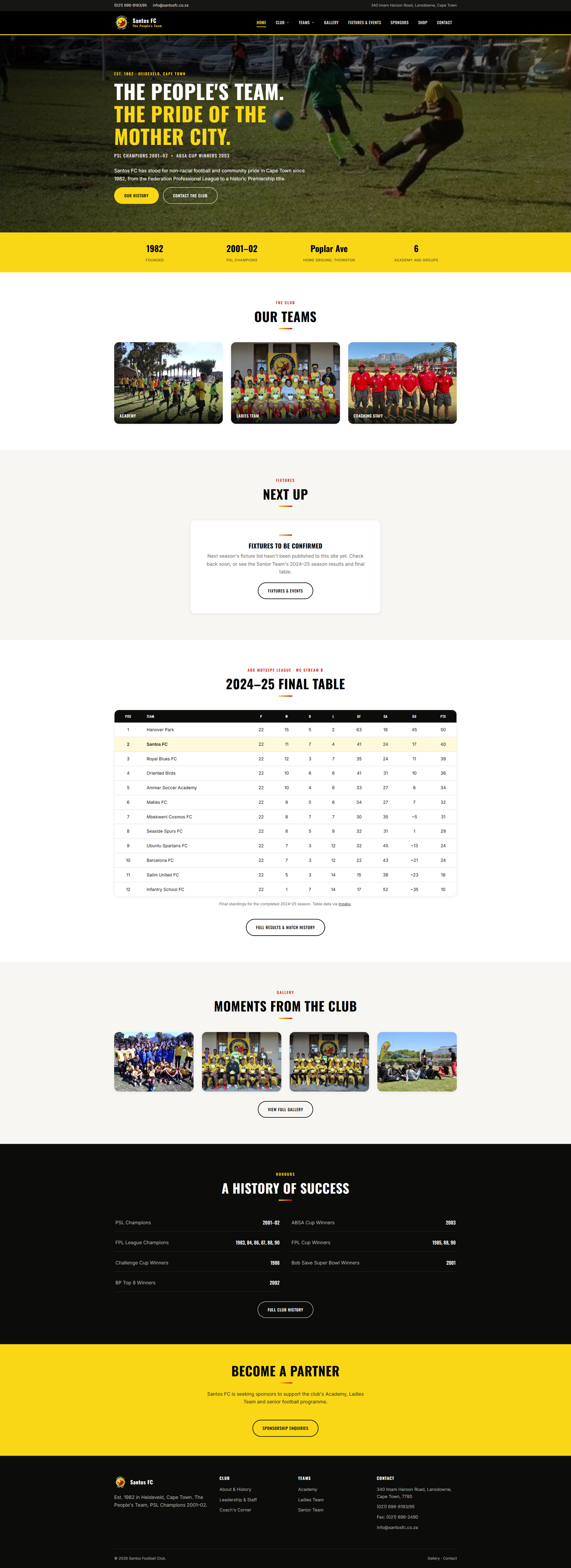 Santos FC website mockup